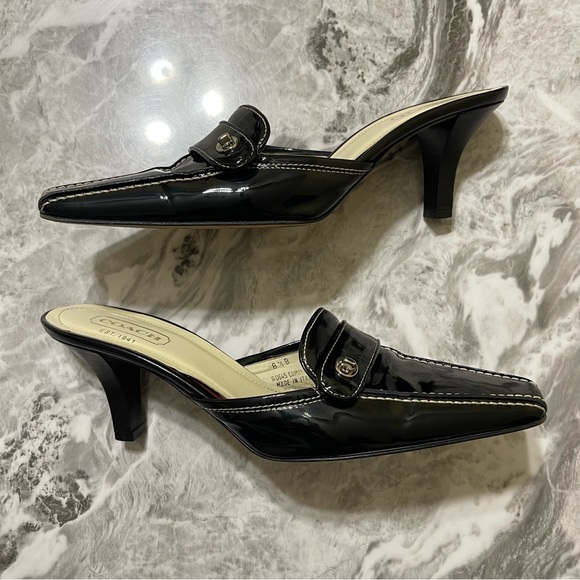 Coach Camryn Black Heel Shoes Size 8.5 Made In Italy Formal Party Cocktail - Picture 4 of 14